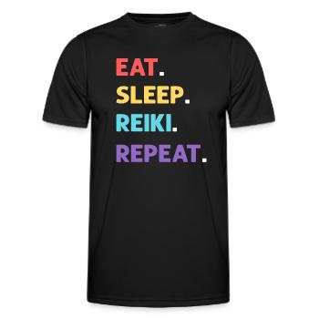 Eat sleep Reiki repetition. - Men's Functional T-Shirt - black - Front - AI Model Male 178 dark (178cm)