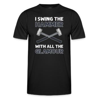 I swing the hammer with all the glamour. - Men's Functional T-Shirt - black - Front - AI Model Male 178 dark (178cm)