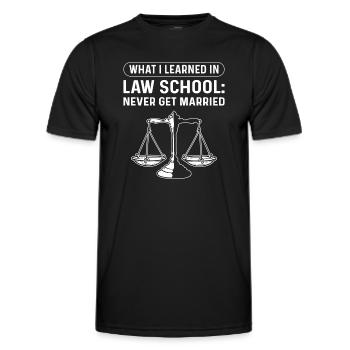 Ce que j’ai appris à la faculté de droit - T-shirt sport Homme - noir - Devant - AI Model Male 178 dark (178cm)