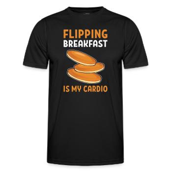 Retourner le petit-déjeuner est mon cardio. - T-shirt sport Homme - noir - Devant - AI Model Male 178 dark (178cm)