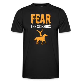 Horseback quarter. Fear the scissors. Horse - Men's Functional T-Shirt - black - Front - AI Model Male 178 dark (178cm)