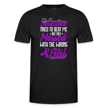 Epilepsy warrior purple band. Epilepsy Awareness - Men's Functional T-Shirt - black - Front - AI Model Male 178 dark (178cm)