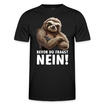 Faultier Sloth Wildnis Bevor du fragst Nein - Männer Funktions-T-Shirt - Schwarz - Vorne - AI Model Male 178 dark (178cm)