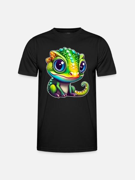 Cute little chameleon - Men's Functional T-Shirt - black