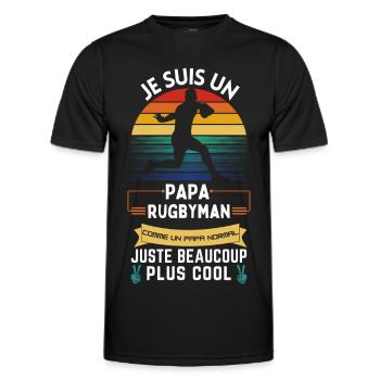 Vatertag T-Shirt - Cool Rugby Dad - Männer Funktions-T-Shirt - Schwarz - Vorne - AI Model Male 178 dark (178cm)