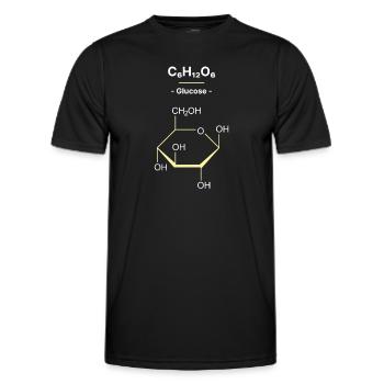 Formule chimique du glucose C6H15O6 - T-shirt sport Homme - noir - Devant - AI Model Male 178 dark (178cm)