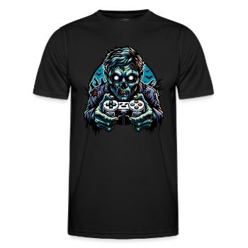 Manette de jeu Zombie - T-shirt sport Homme - noir - Devant - AI Model Male 178 dark (178cm)