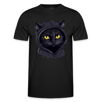 Katzenkopf Schwarze Katze Bombay Happy Cat Katzen - Männer Funktions-T-Shirt - Schwarz - Vorne - AI Model Male 178 dark (178cm)
