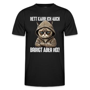 Nett kann ich auch bringt aber nix! Mitarbeiter - Männer Funktions-T-Shirt - Schwarz - Vorne - AI Model Male 178 dark (178cm)