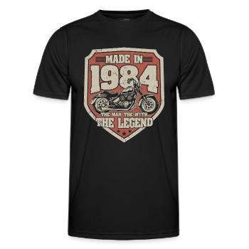 1984 Vintage Man Myth Legend Motorcycle - Men's Functional T-Shirt - black - Front - AI Model Male 178 dark (178cm)