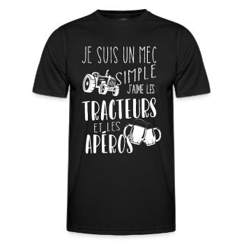 Je suis Un mec Simple J'aime Les tracteurs - T-shirt sport Homme - noir - Devant - AI Model Male 178 dark (178cm)