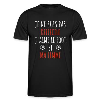 j'aime le foot et ma femme cadeau humour - T-shirt sport Homme - noir - Devant - AI Model Male 178 dark (178cm)