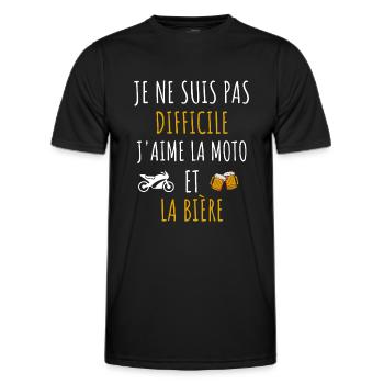 j'aime la moto et la bière cadeau humour - T-shirt sport Homme - noir - Devant - AI Model Male 178 dark (178cm)