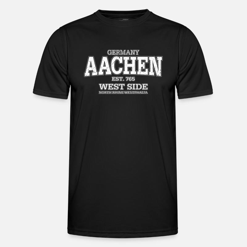 Aachen (white oldstyle) - Men's Functional T-Shirt - black