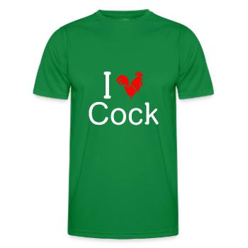 I Love Cock - Men's Functional T-Shirt - kelly green - Front - AI Model Male 178 dark (178cm)