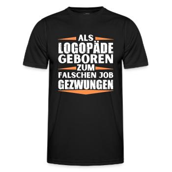 Logopäde im falschen Job gelandet - Männer Funktions-T-Shirt - Schwarz - Vorne - AI Model Male 178 dark (178cm)