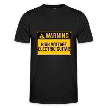 Avertissement : Guitare électrique haute tension - T-shirt sport Homme - noir - Devant - AI Model Male 178 dark (178cm)