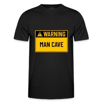 Avertissement : Man Cave - T-shirt sport Homme - noir - Devant - AI Model Male 178 dark (178cm)