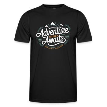 L’aventure vous attend - Motif pour les explorateurs - T-shirt sport Homme - noir - Devant - AI Model Male 178 dark (178cm)