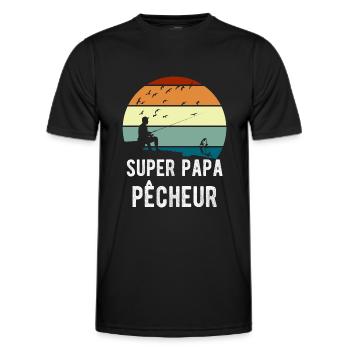 Super papa pêcheur cadeau pêcheur - T-shirt sport Homme - noir - Devant - AI Model Male 178 dark (178cm)