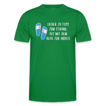 Lieber zu Fuß zum Strand - Urlaub, Urlaubsreif - Männer Funktions-T-Shirt - Kelly Green - Vorne - AI Model Male 178 dark (178cm)