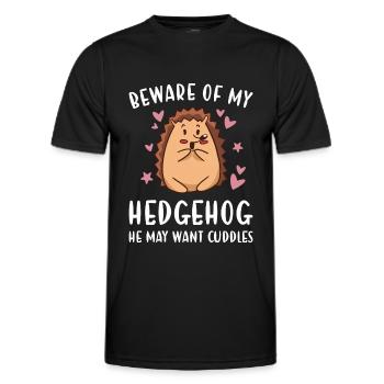 Hedgie Beware Of My Hedgehog - Men's Functional T-Shirt - black - Front - AI Model Male 178 dark (178cm)