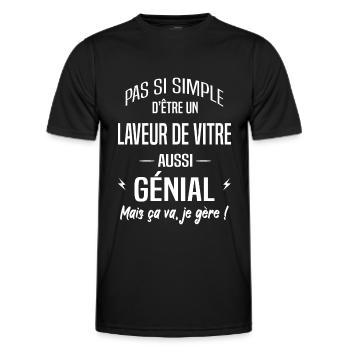 Laveur de vitre - T-shirt sport Homme - noir - Devant - AI Model Male 178 dark (178cm)