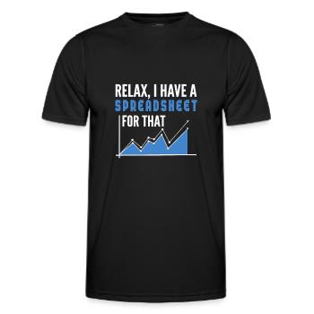 Relax, I have a spreadsheet for That. Actuary - Men's Functional T-Shirt - black - Front - AI Model Male 178 dark (178cm)