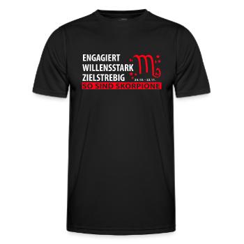 Sternzeichen Skorpion - Eigenschaften - Männer Funktions-T-Shirt - Schwarz - Vorne - AI Model Male 178 dark (178cm)