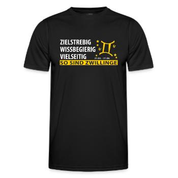 Sternzeichen Zwilling - Eigenschaften - Männer Funktions-T-Shirt - Schwarz - Vorne - AI Model Male 178 dark (178cm)