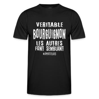 Véritable bourguignon , les autres font semblant - T-shirt sport Homme - noir - Devant - AI Model Male 178 dark (178cm)