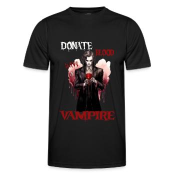 Halloween Design - donner du sang sauver un vampire - T-shirt sport Homme - noir - Devant - AI Model Male 178 dark (178cm)