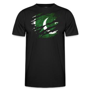 Pakistan - national flag, scratches, cracks - Men's Functional T-Shirt - black - Front - AI Model Male 178 dark (178cm)