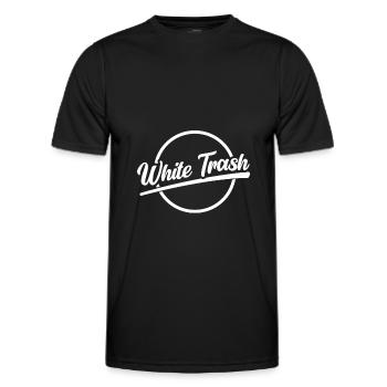 White Trash outfit - Men's Functional T-Shirt - black - Front - AI Model Male 178 dark (178cm)