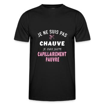 Je suis pas chauve je suis capillairement pauvre - T-shirt sport Homme - noir - Devant - AI Model Male 178 dark (178cm)