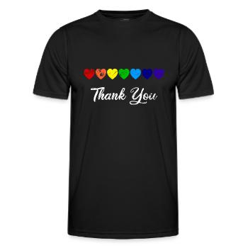 Row of Hearts Rainbow Heart Thank You - Men's Functional T-Shirt - black - Front - AI Model Male 178 dark (178cm)