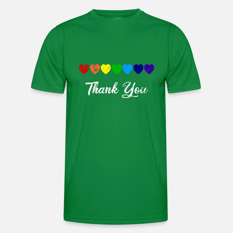 Rangée de coeurs Rainbow Heart Merci T-shirt sport Homme