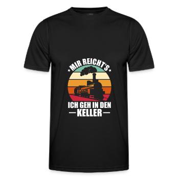 Eisenbahn Modellbau Lokomotive Modellbauer - Männer Funktions-T-Shirt - Schwarz - Vorne - AI Model Male 178 dark (178cm)