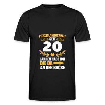 20. Hochzeitstag Mann Porzellanhochzeit Geschenk - Männer Funktions-T-Shirt - Schwarz - Vorne - AI Model Male 178 dark (178cm)