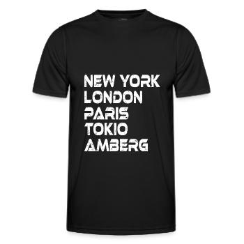Amberg, New York, London, Paris, Tokyo ... - Men's Functional T-Shirt - black - Front - AI Model Male 178 dark (178cm)