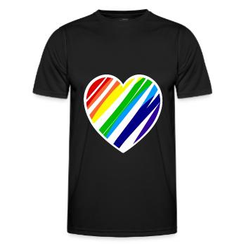 Regenbogen Herz gestreift - zeige Toleranz - Männer Funktions-T-Shirt - Schwarz - Vorne - AI Model Male 178 dark (178cm)