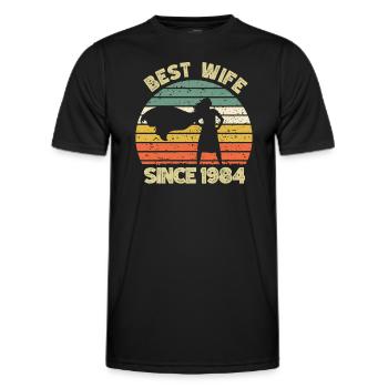 Meilleure épouse depuis 1984 - 1984 Cadeau d’anniversaire - T-shirt sport Homme - noir - Devant - AI Model Male 178 dark (178cm)
