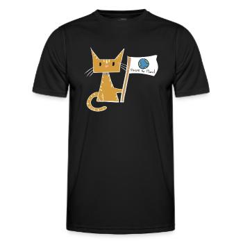 sauver la planète drapeau chat protection du climat - T-shirt sport Homme - noir - Devant - AI Model Male 178 dark (178cm)