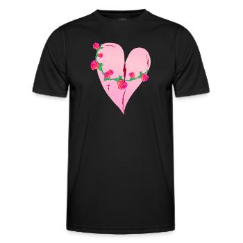 coeur roses cicatrices icône rose - T-shirt sport Homme - noir - Devant - AI Model Male 178 dark (178cm)