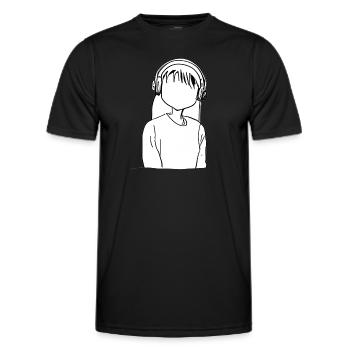 Dessin animé fille casque anime - T-shirt sport Homme - noir - Devant - AI Model Male 178 dark (178cm)