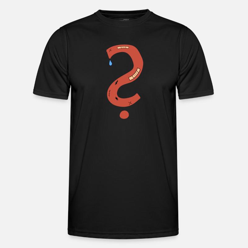 Question mark scars sad plaster - Men's Functional T-Shirt - black