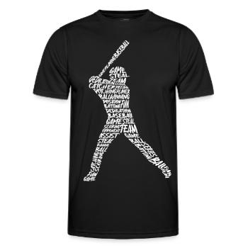 Baseball Baseballer Typographie Joueur de baseball - T-shirt sport Homme - noir - Devant - AI Model Male 178 dark (178cm)