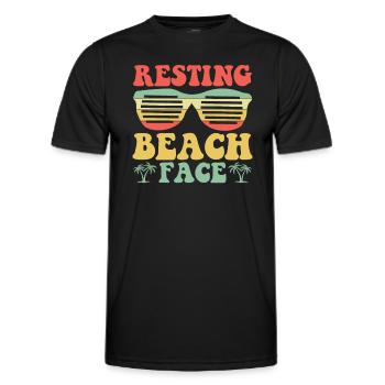 Ruhendes Strandgesicht - Sommerferien - Männer Funktions-T-Shirt - Schwarz - Vorne - AI Model Male 178 dark (178cm)