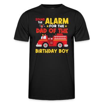 Alarme pour le père du garçon d’anniversaire - T-shirt sport Homme - noir - Devant - AI Model Male 178 dark (178cm)