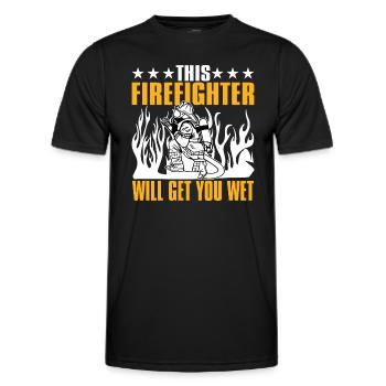 Dieser Feuerwehrmann Wird Sie Nass Machen - Männer Funktions-T-Shirt - Schwarz - Vorne - AI Model Male 178 dark (178cm)
